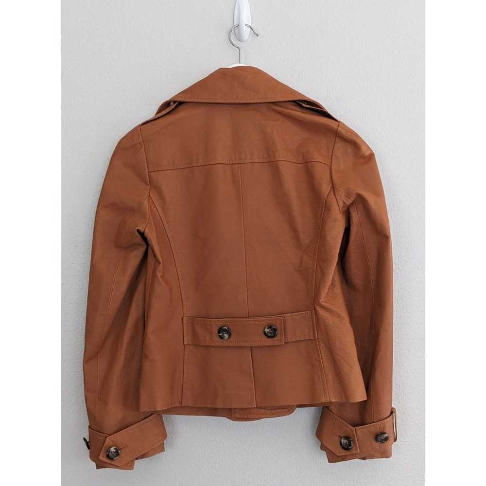 Diane Von Furstenberg Brown Orange Leather Jacket… - image 2