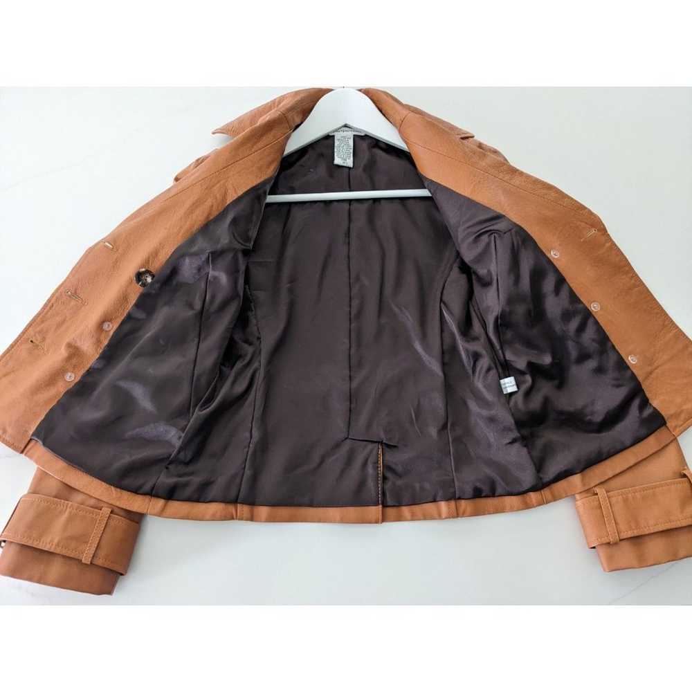 Diane Von Furstenberg Brown Orange Leather Jacket… - image 5