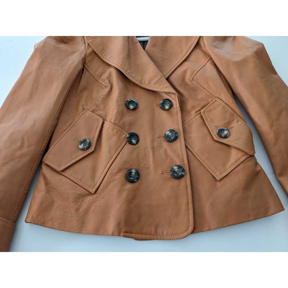 Diane Von Furstenberg Brown Orange Leather Jacket… - image 6