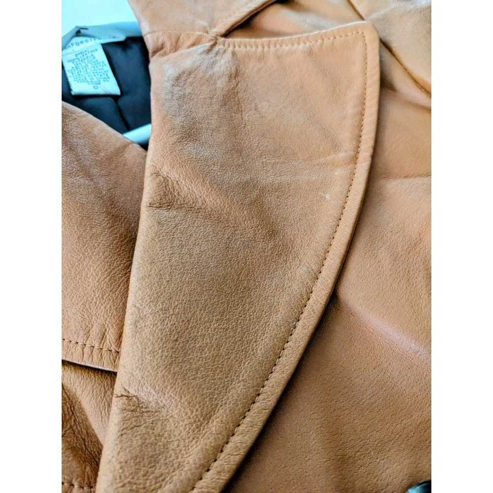 Diane Von Furstenberg Brown Orange Leather Jacket… - image 9