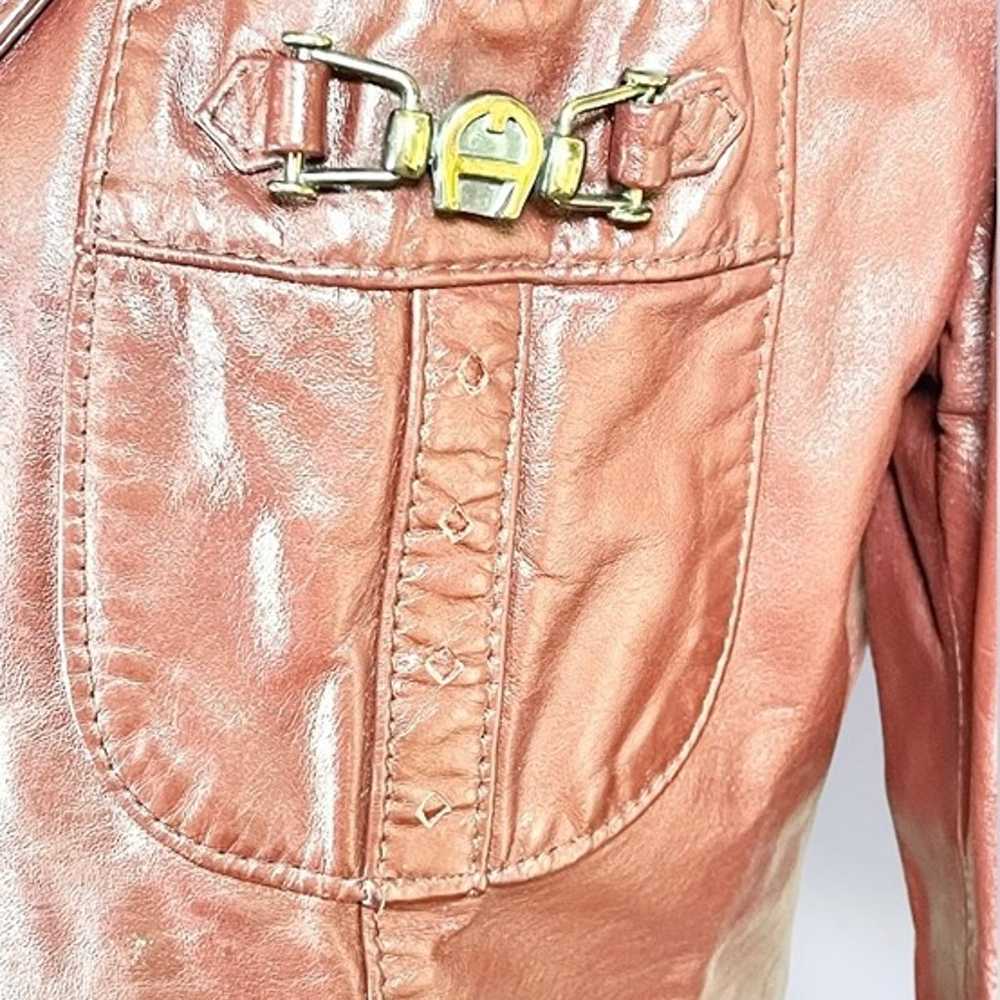 1970s Etienne Aigner Oxblood Leather Jacket Vinta… - image 5