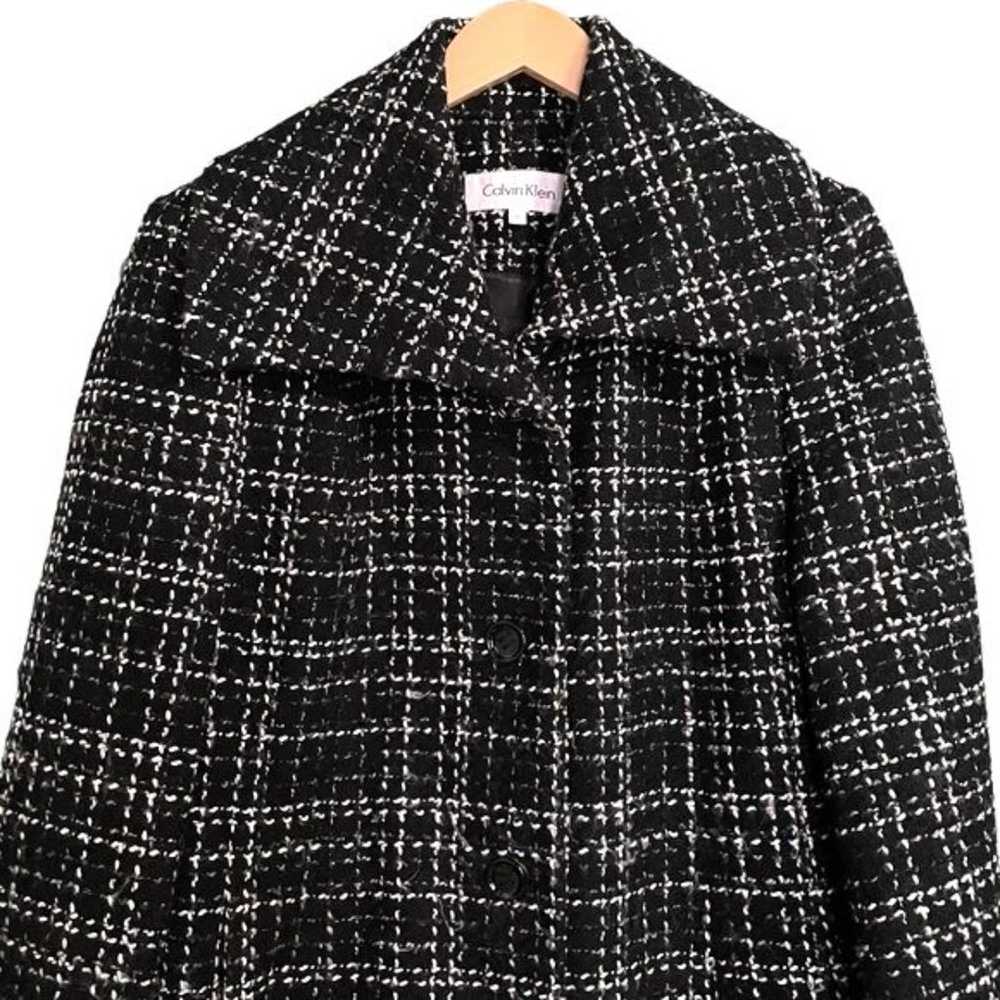 Calvin Klein Black & White Plaid Wool Blend Lined… - image 4