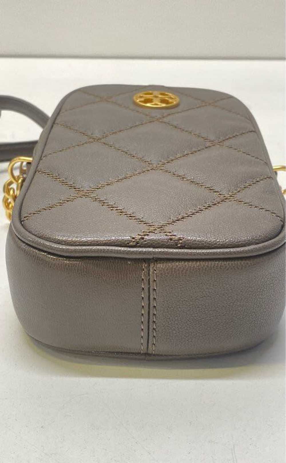 Tory Burch Leather Quilted Phone Crossbody Taupe - image 3