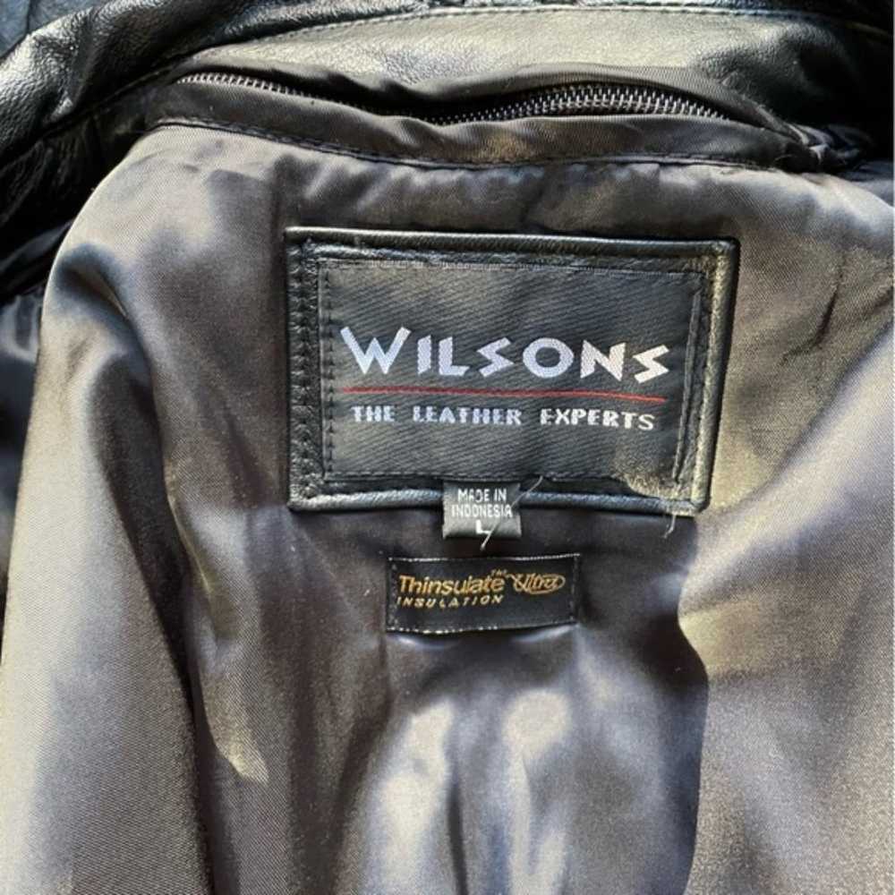 Vintage 90s Wilsons Belted Black Leather Jacket T… - image 10