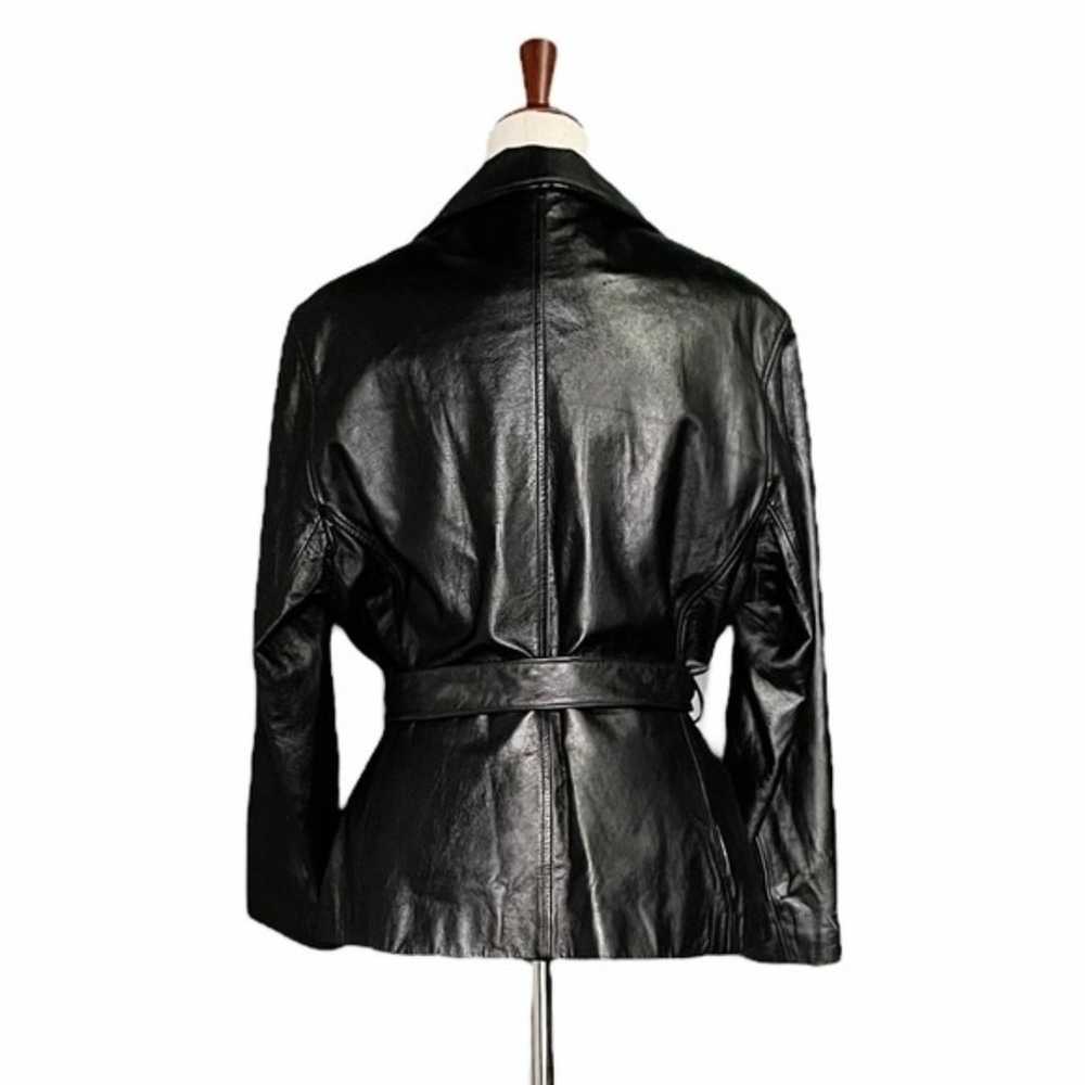 Vintage 90s Wilsons Belted Black Leather Jacket T… - image 3