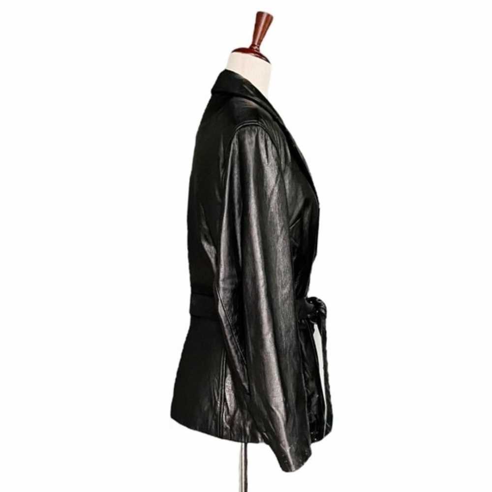Vintage 90s Wilsons Belted Black Leather Jacket T… - image 4
