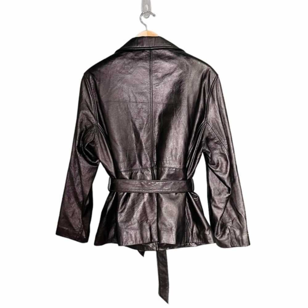 Vintage 90s Wilsons Belted Black Leather Jacket T… - image 7