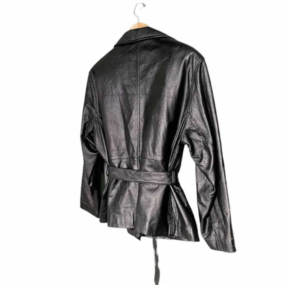 Vintage 90s Wilsons Belted Black Leather Jacket T… - image 9