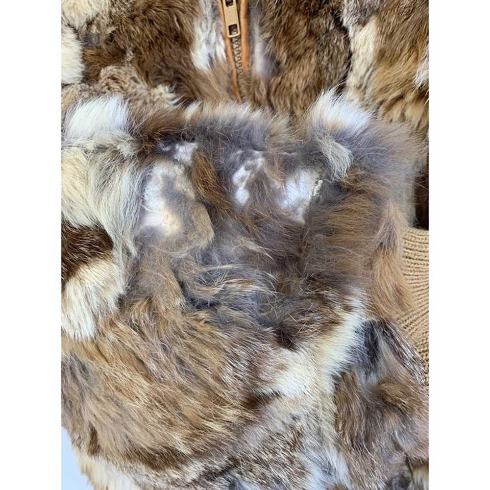 70's Vintage Patchwork Dyed Rabbit Fur Coat S Cro… - image 7