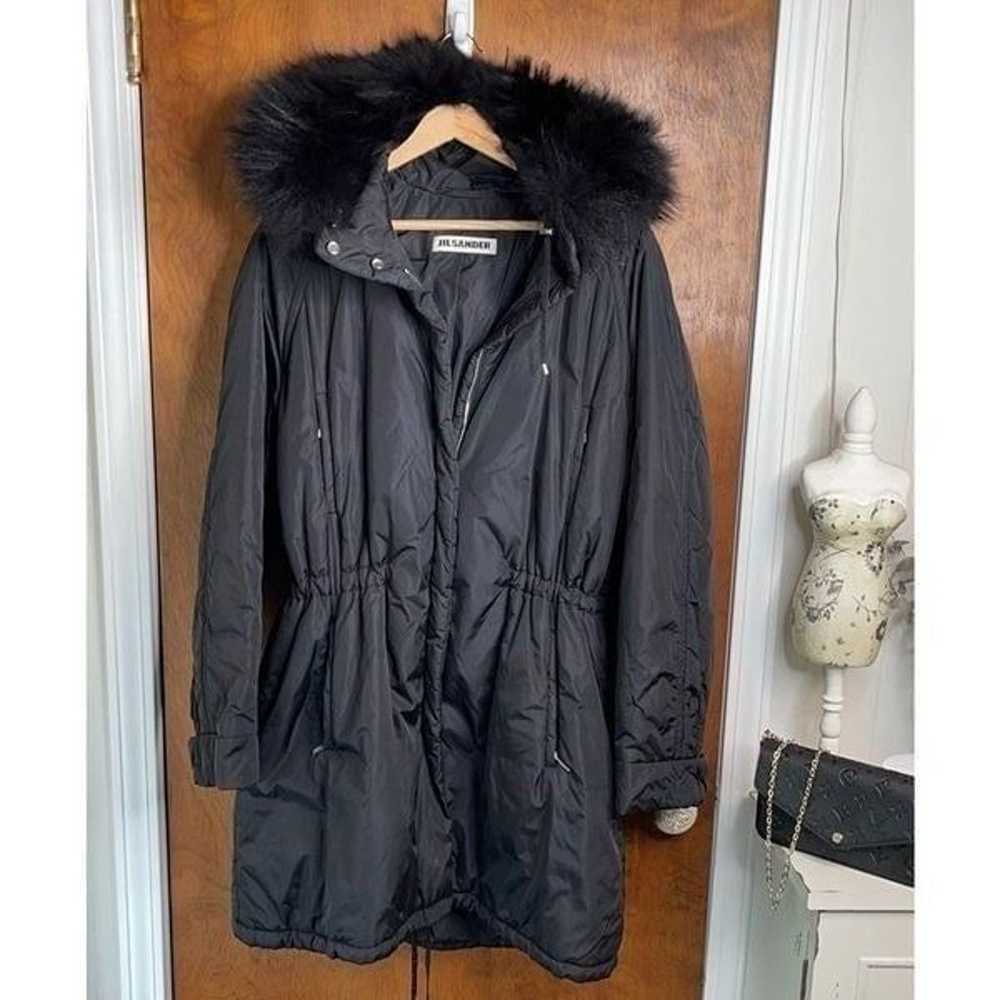 EUC Jil Sander Black Fur Lined Hood Puffer Jacket… - image 1