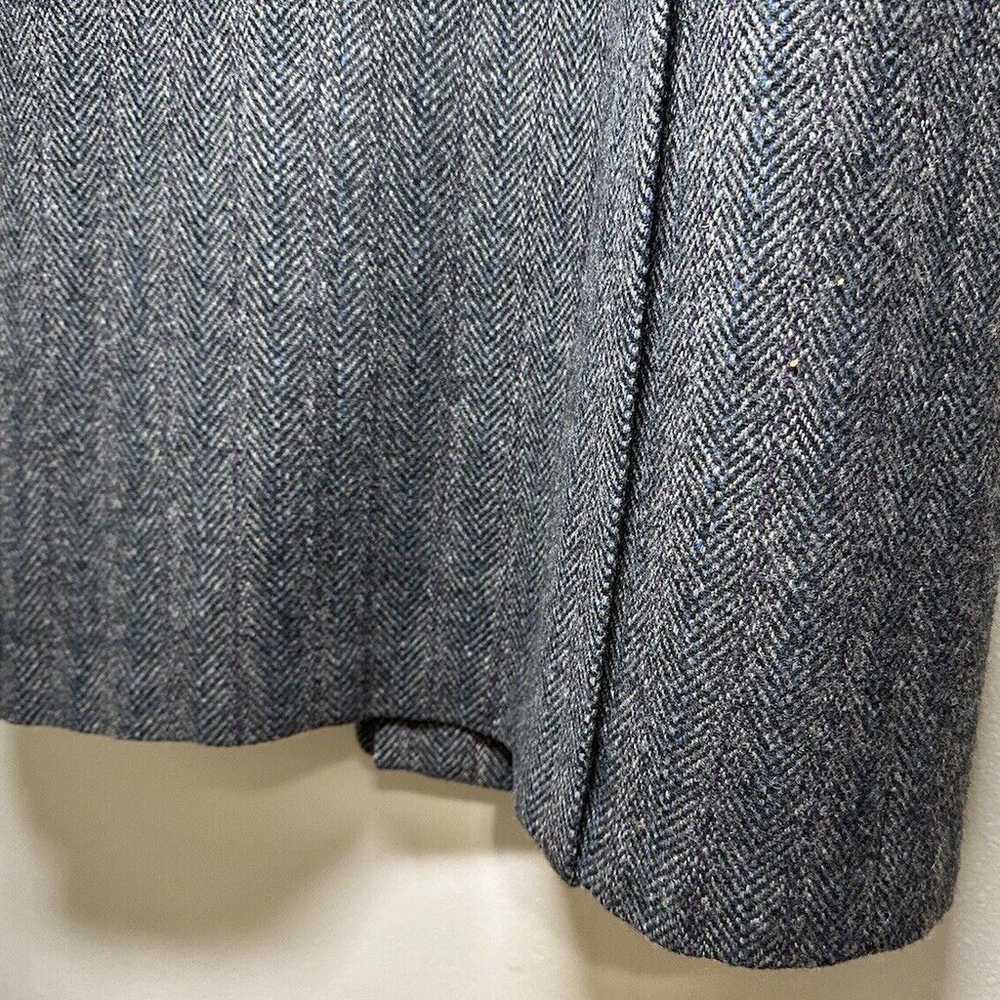 VTG 70s Herringbone Tweed Wool Pea Coat Women Mad… - image 11