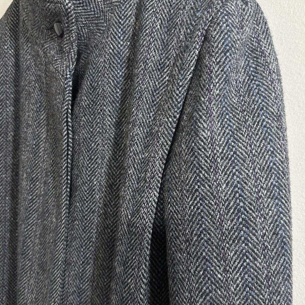 VTG 70s Herringbone Tweed Wool Pea Coat Women Mad… - image 2
