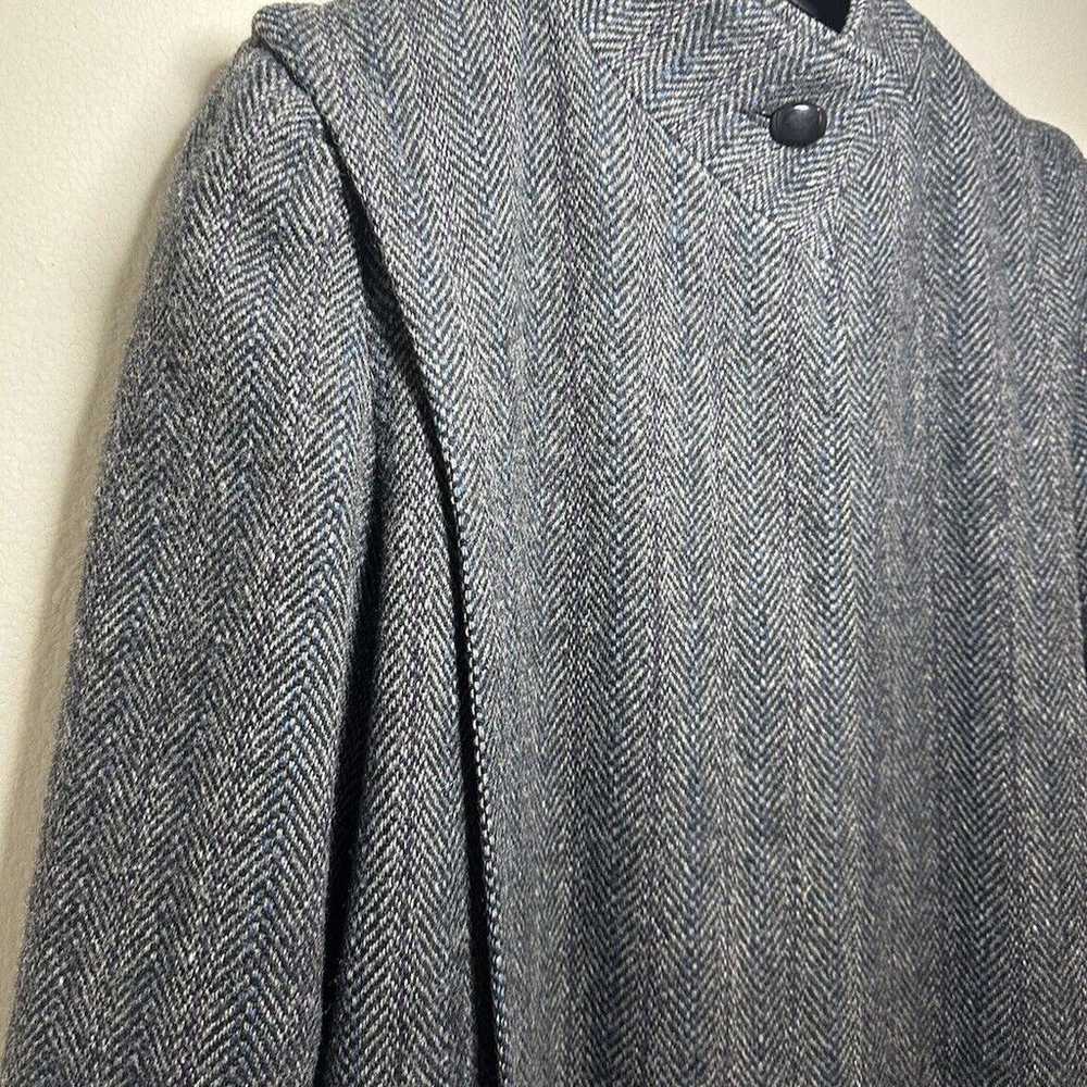 VTG 70s Herringbone Tweed Wool Pea Coat Women Mad… - image 3