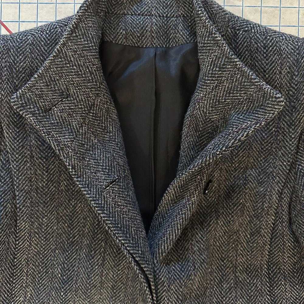 VTG 70s Herringbone Tweed Wool Pea Coat Women Mad… - image 5