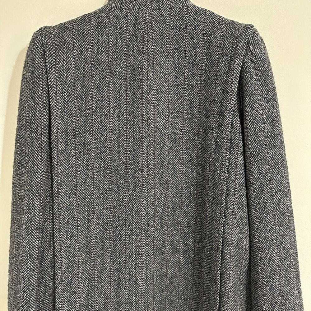VTG 70s Herringbone Tweed Wool Pea Coat Women Mad… - image 9