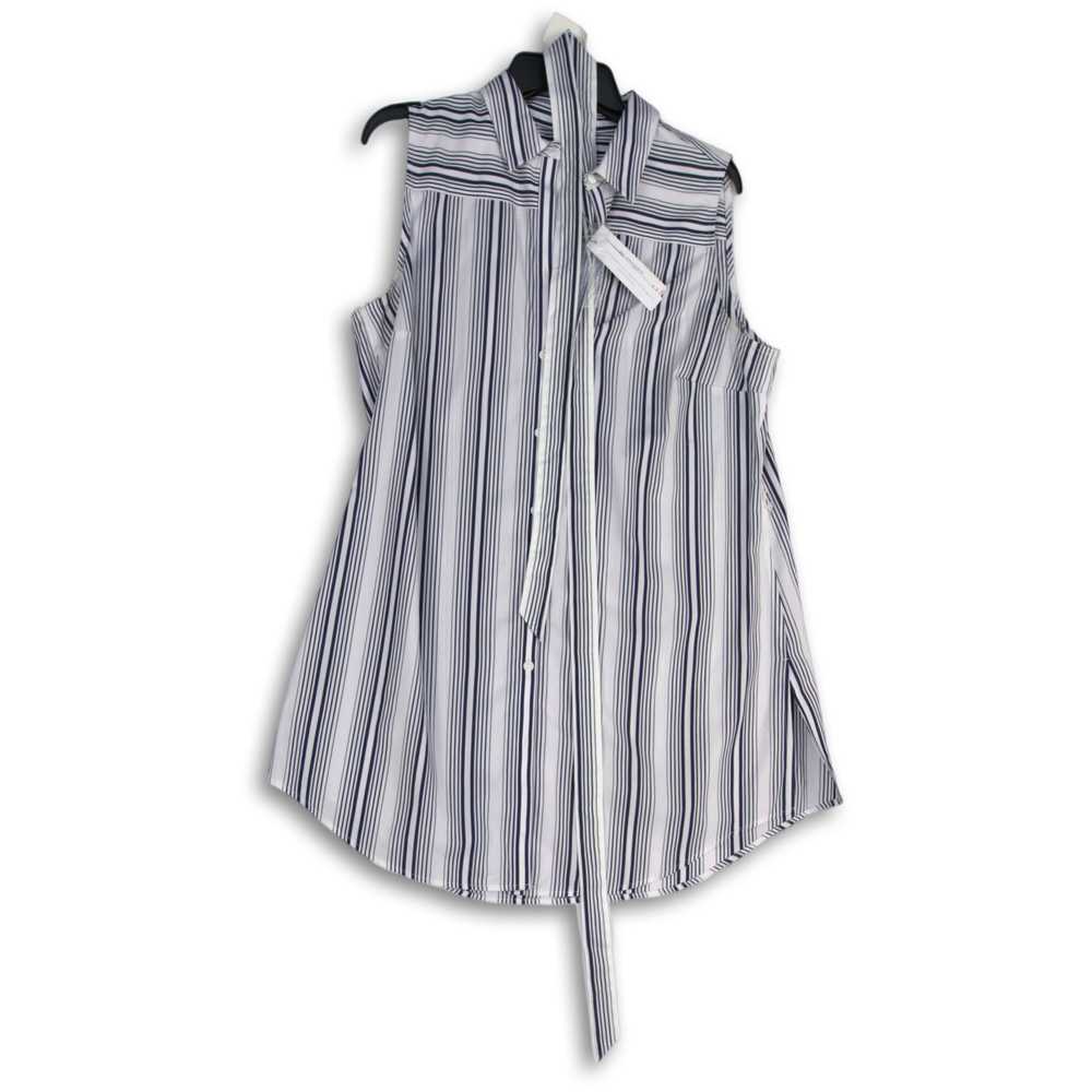 NWT Chico's Womens White Navy Blue Striped Sleeve… - image 1