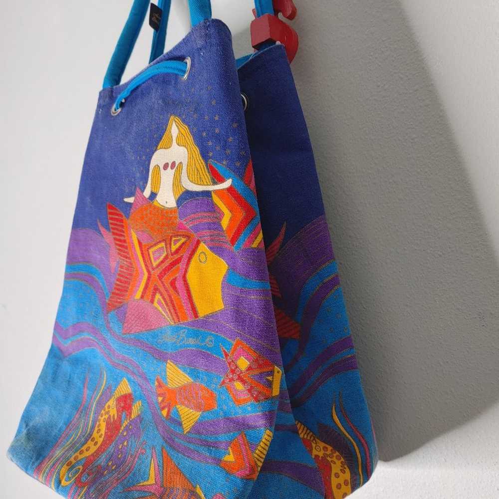 Vintage 2001 Laurel Burch mermaid cinch bag - image 3