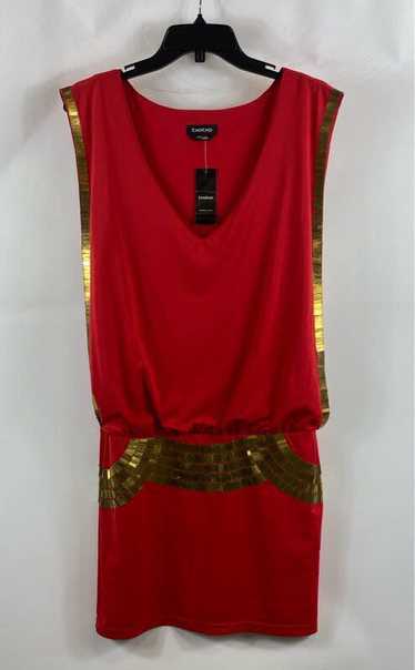 NWT Bebe Womens Red Gold Armor Beaded V-Neck Cock… - image 1