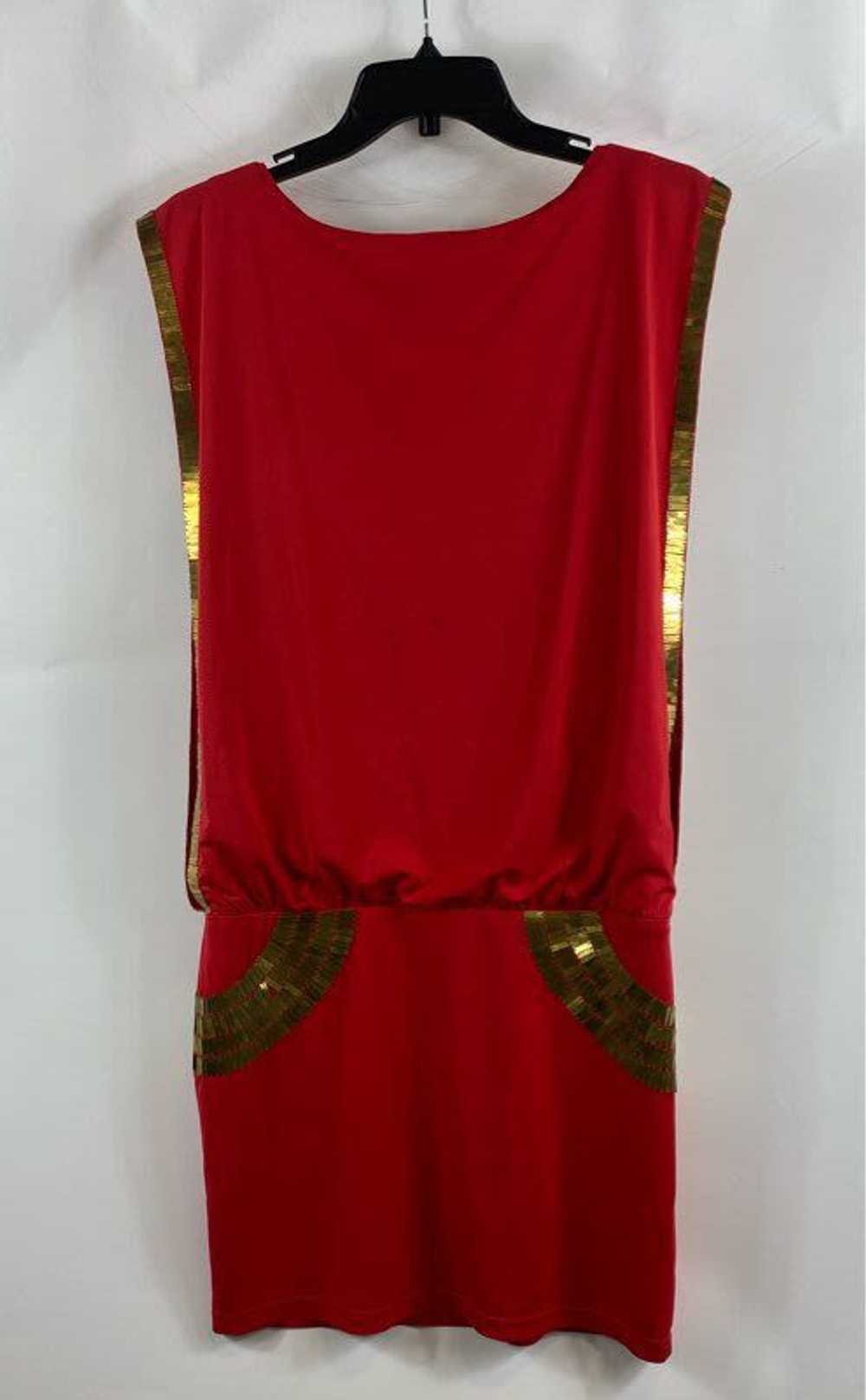 NWT Bebe Womens Red Gold Armor Beaded V-Neck Cock… - image 2
