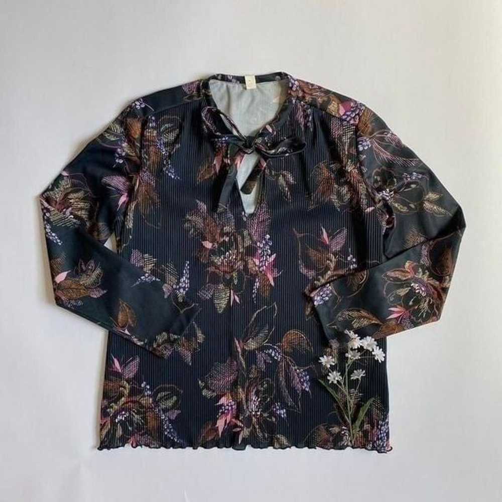 Vintage charcoal floral blouse - image 1