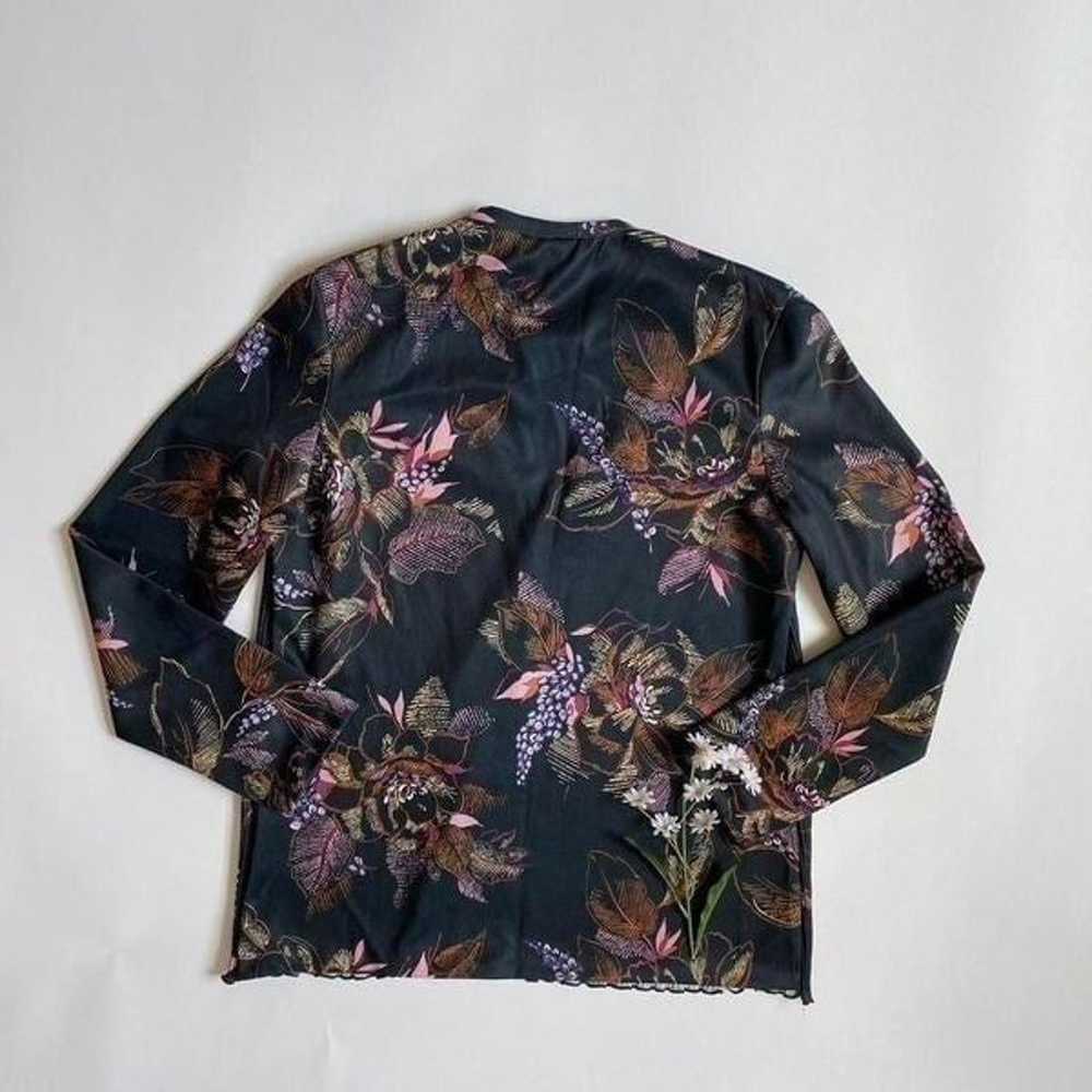 Vintage charcoal floral blouse - image 2