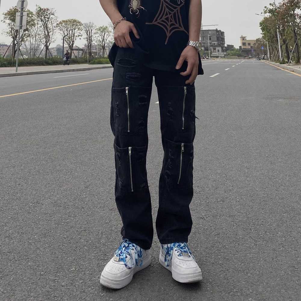 Japanese Brand × Jean × Streetwear Zipper High St… - image 4