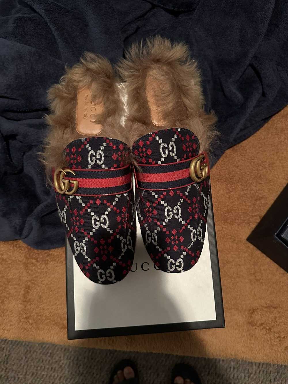 Gucci Gucci GG diamond/red web mules - image 1