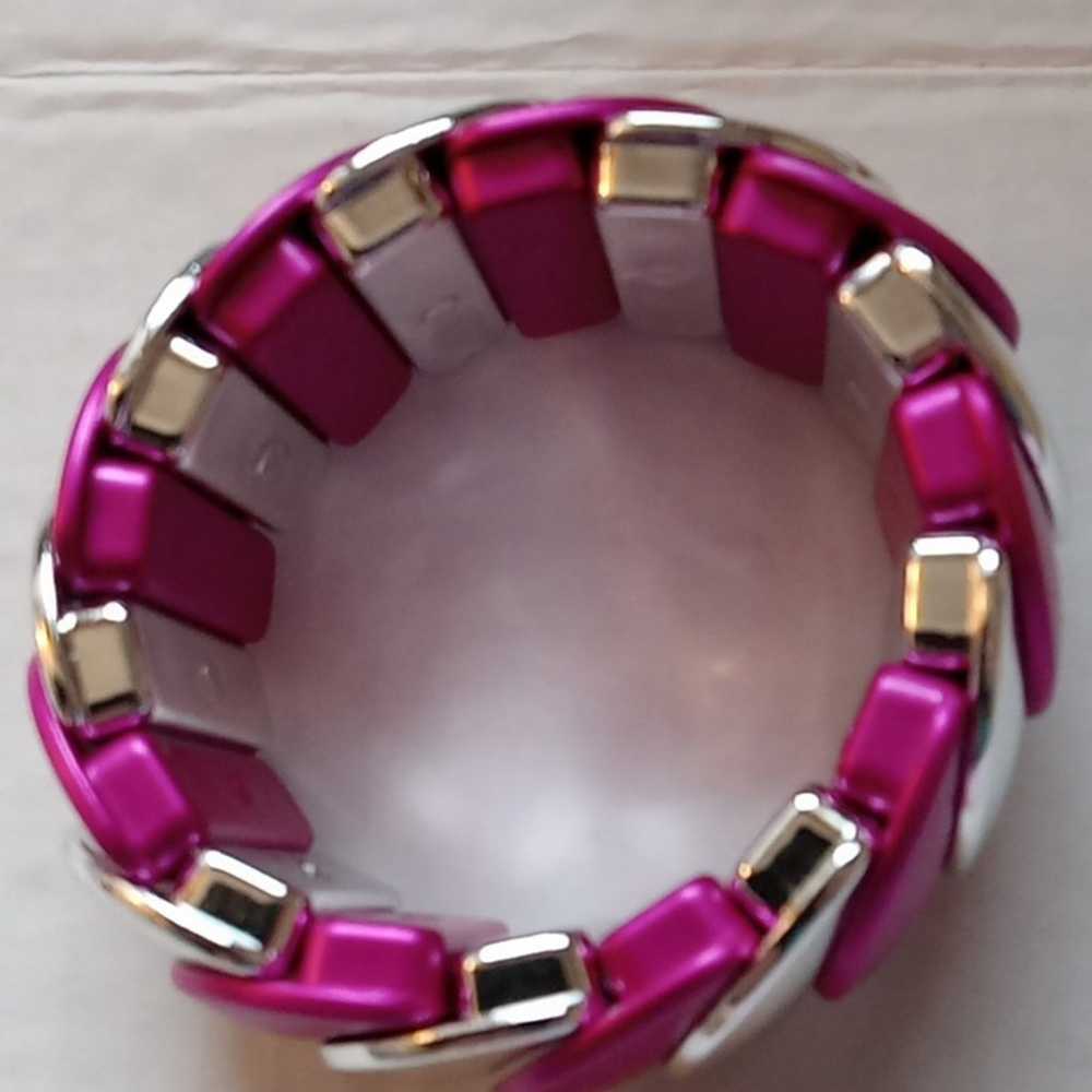Vintage purple silver elastic  bracelet - image 2