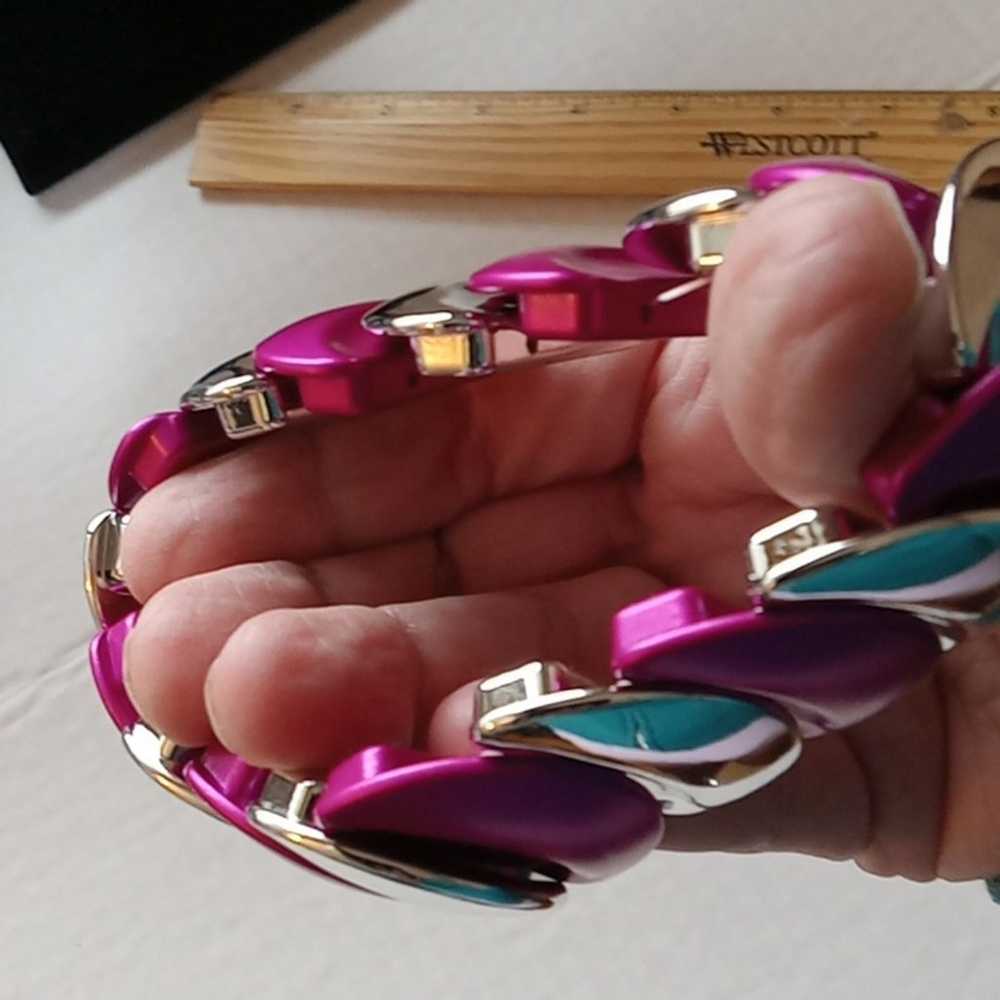 Vintage purple silver elastic  bracelet - image 4