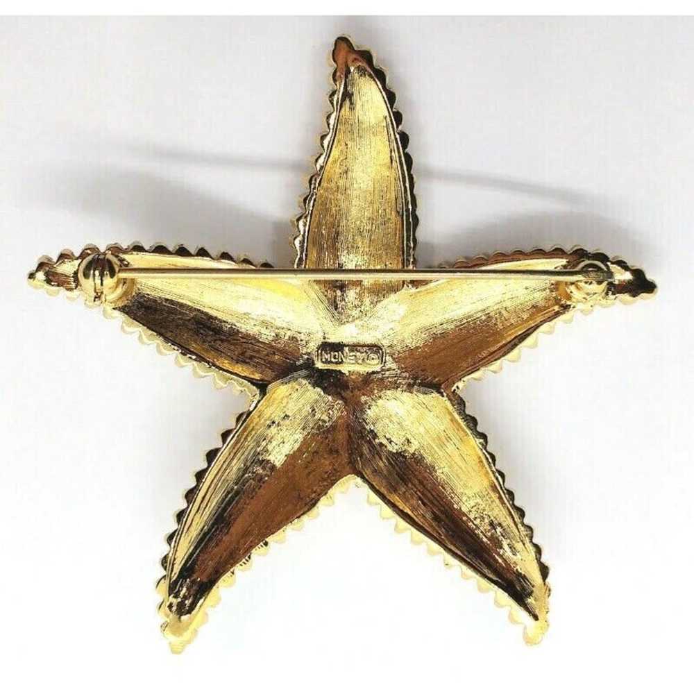 Vintage Monet Gold Plated Starfish Pin Brooch Sea… - image 2