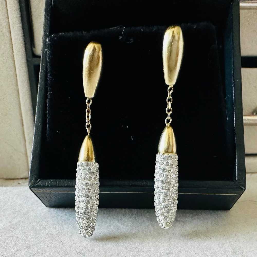 Vintage 925 Gold Vermeil Crystal Drop Earrings - image 1
