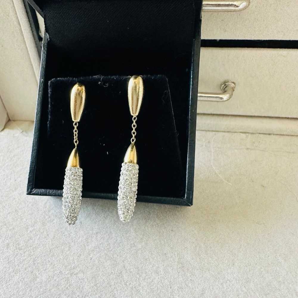 Vintage 925 Gold Vermeil Crystal Drop Earrings - image 3
