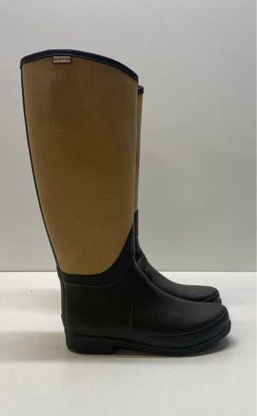 Hunter Regent St James Tweed Top Rain Boots Beige 
