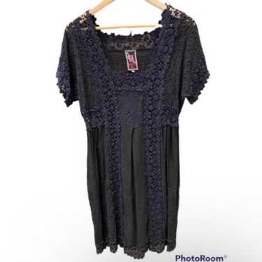 Johnny Was Womens Black Lace Dress
