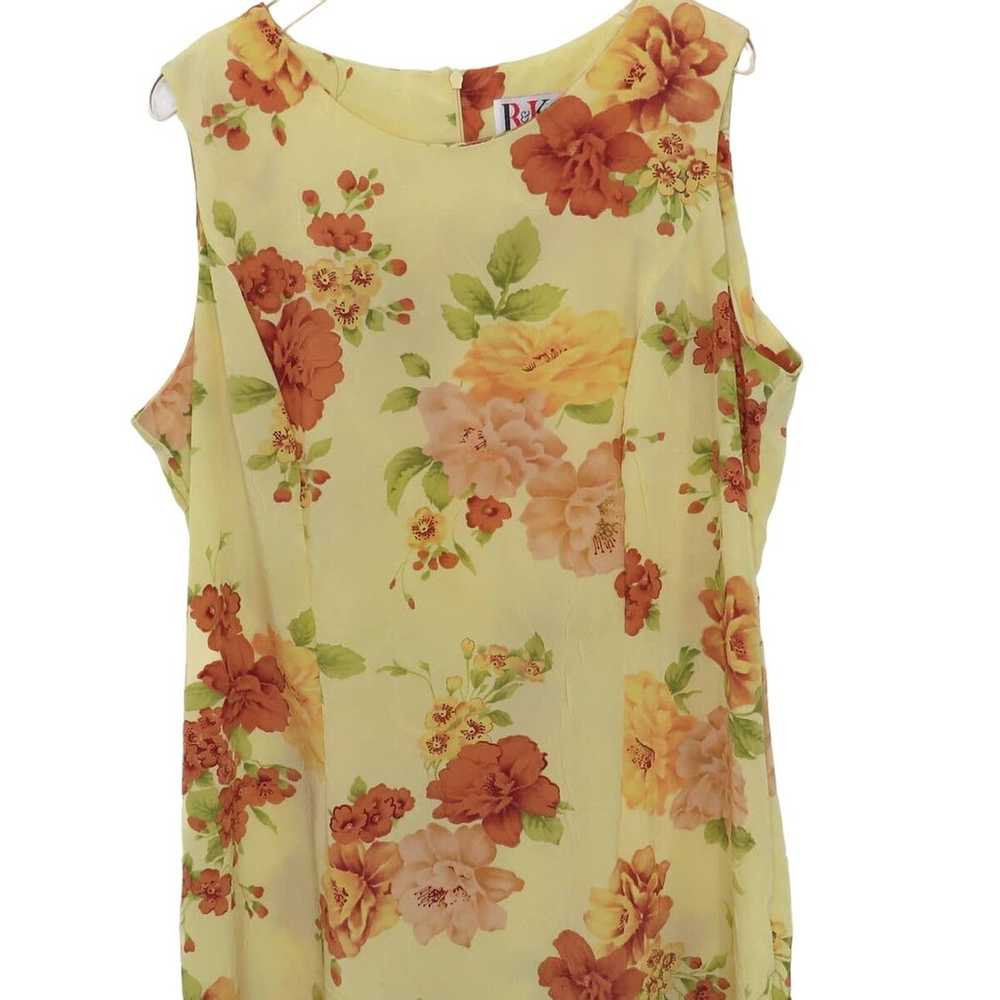 R&K 1980s Vintage Yellow Floral Sleeveless Maxi D… - image 5