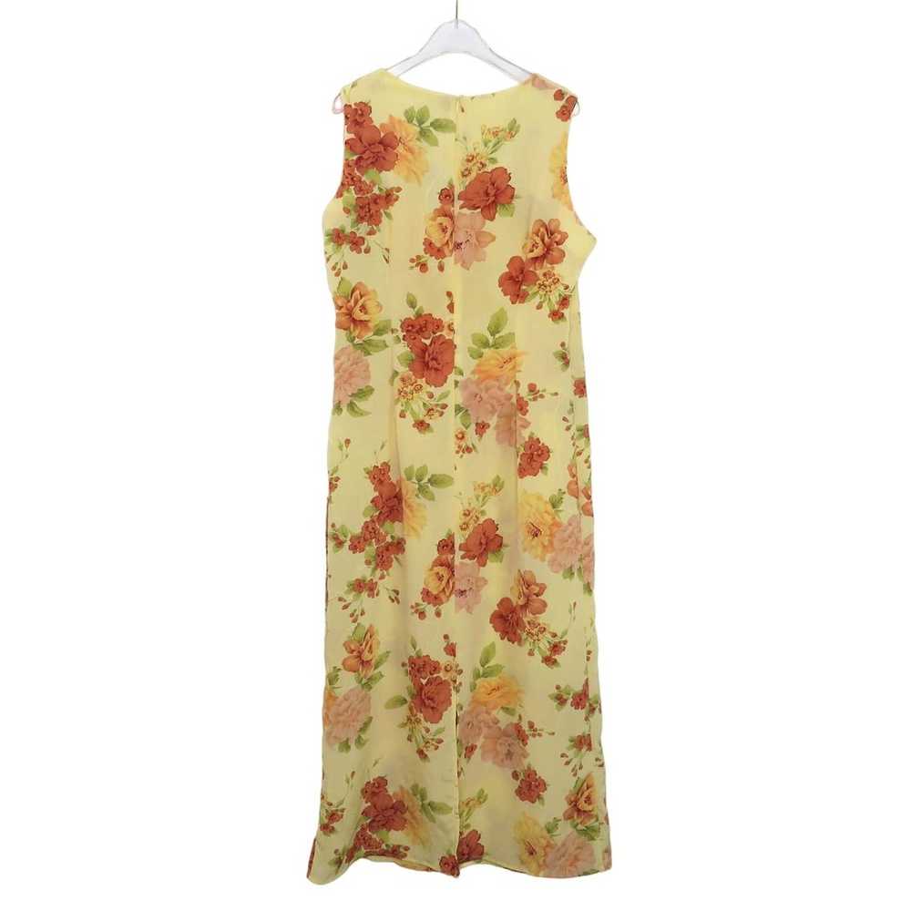 R&K 1980s Vintage Yellow Floral Sleeveless Maxi D… - image 6