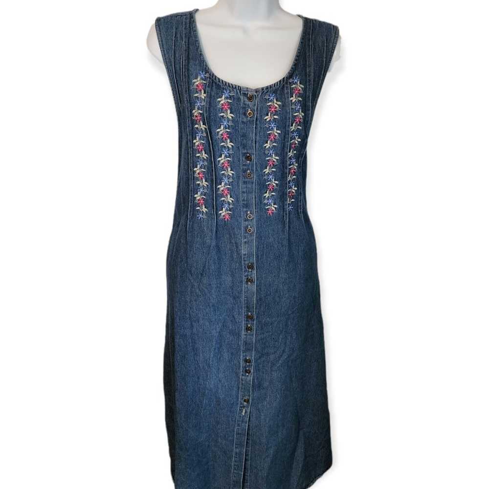 Vintage Embroidered Denim Maxi Dress size XL - image 2