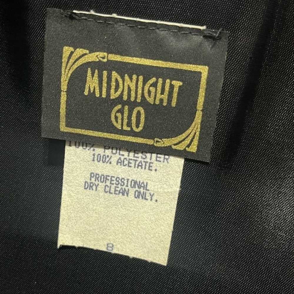 Vintage 80s Midnight Glo Black Bow Puff Sleeves F… - image 7