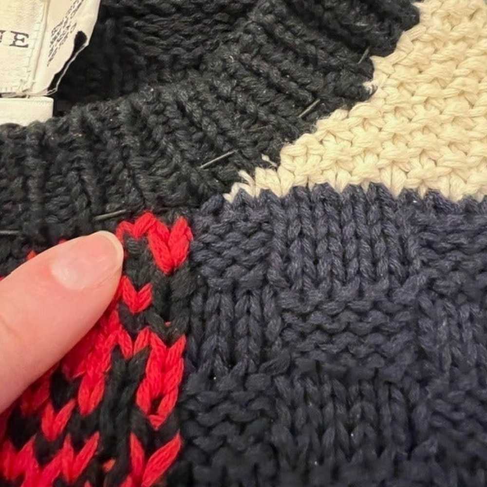 VINTAGE Patchwork Sweater Hand Knit SM Colorblock… - image 10