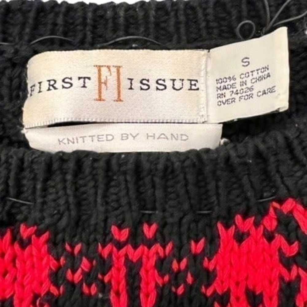 VINTAGE Patchwork Sweater Hand Knit SM Colorblock… - image 4