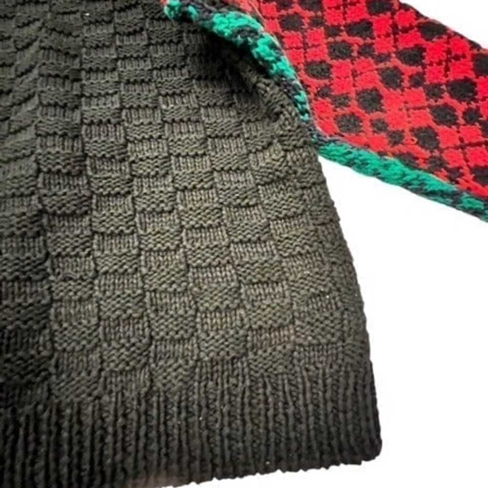 VINTAGE Patchwork Sweater Hand Knit SM Colorblock… - image 5