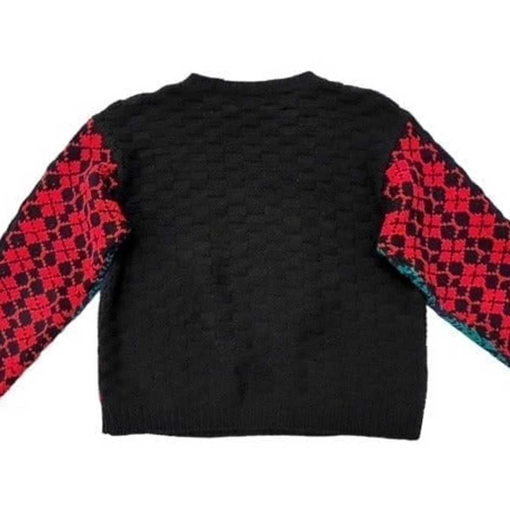 VINTAGE Patchwork Sweater Hand Knit SM Colorblock… - image 6