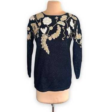 Vintage Jaclyn Smith Sweater Metallic Embroidery C