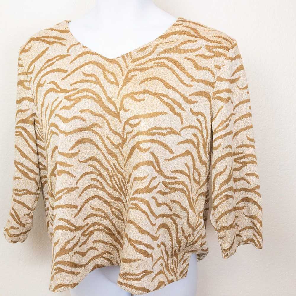 Alfred Dunner Cream Gold Knit Top, Size XL - image 1