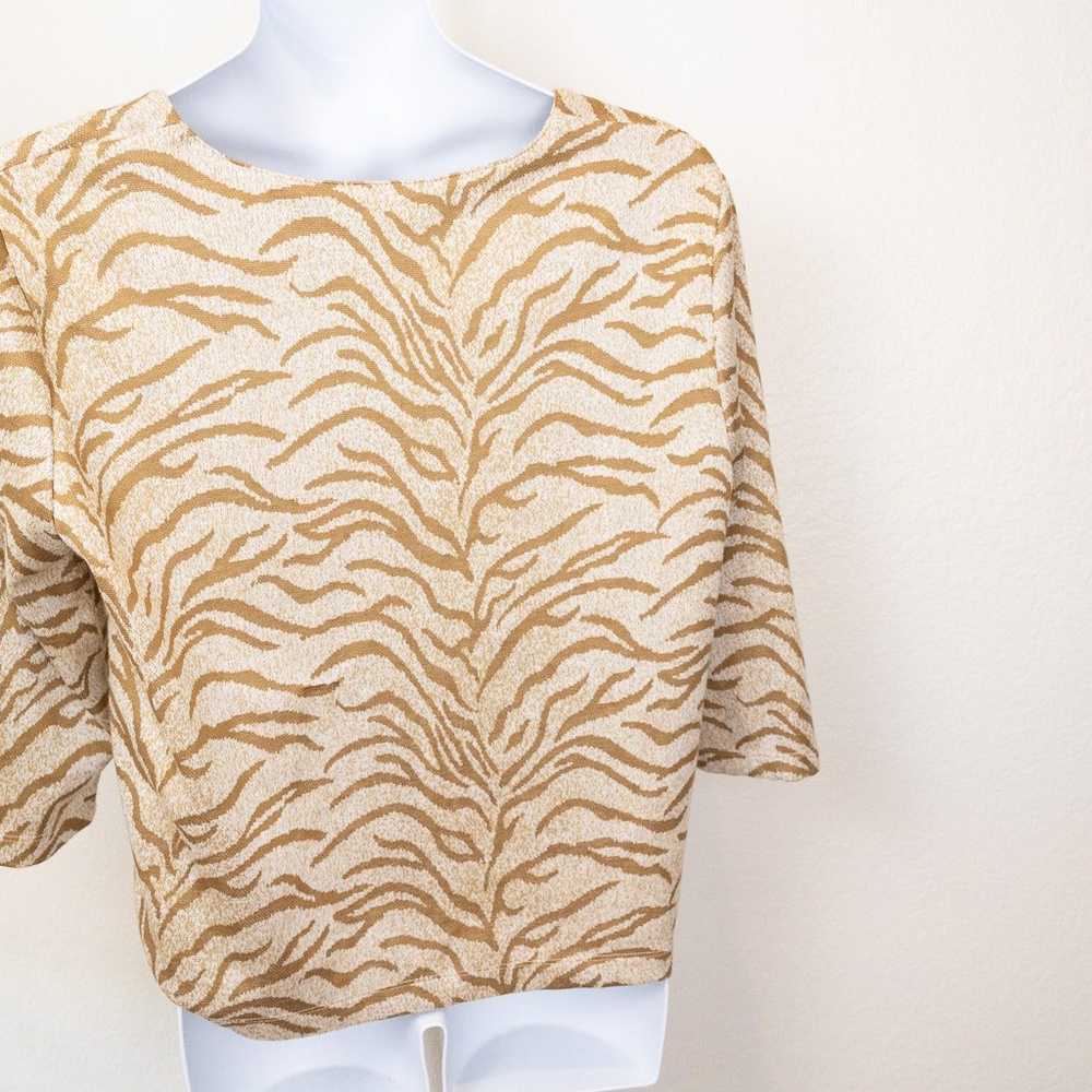 Alfred Dunner Cream Gold Knit Top, Size XL - image 2