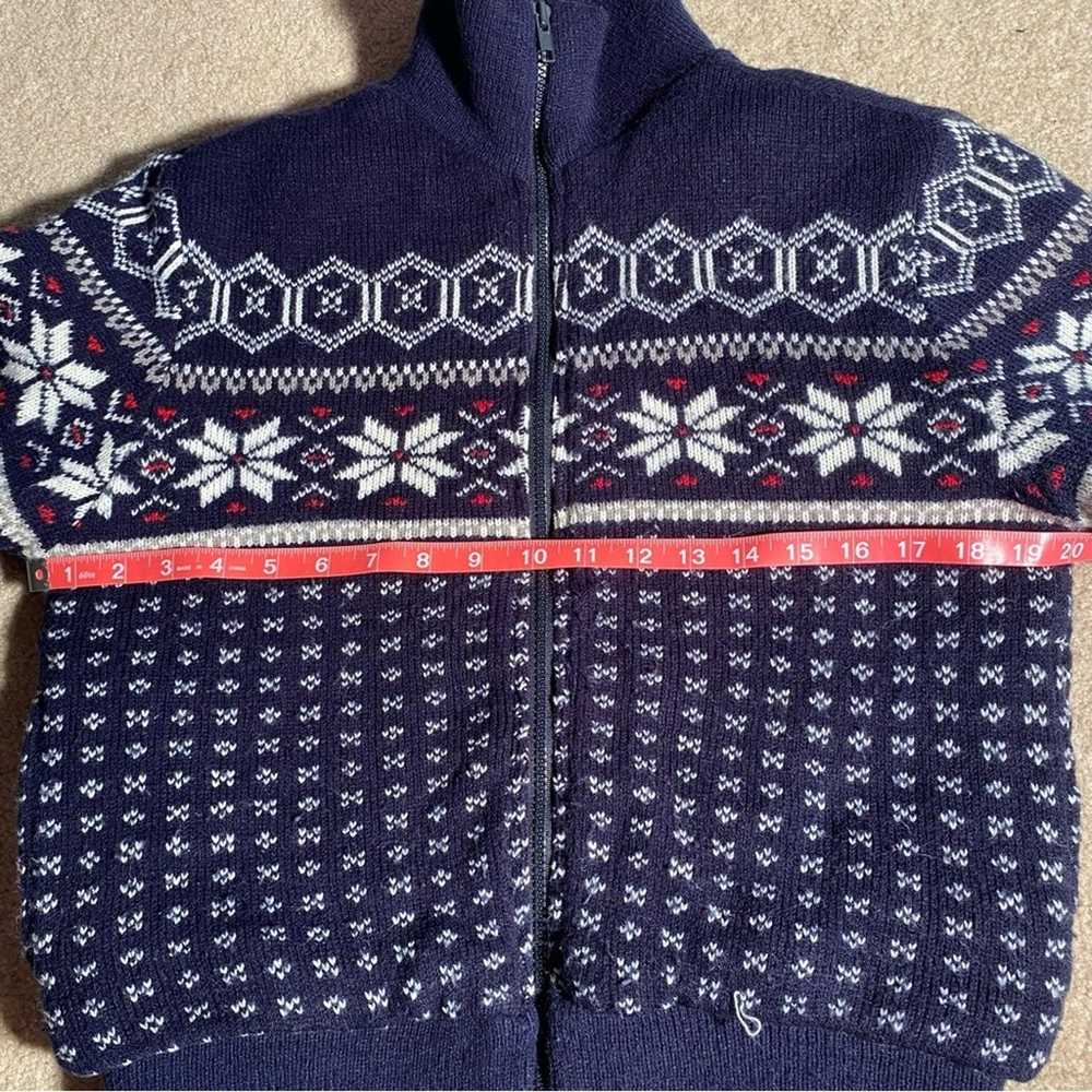 Vintage Fair Isle Nordic Knitted Sweater Full Zip… - image 4