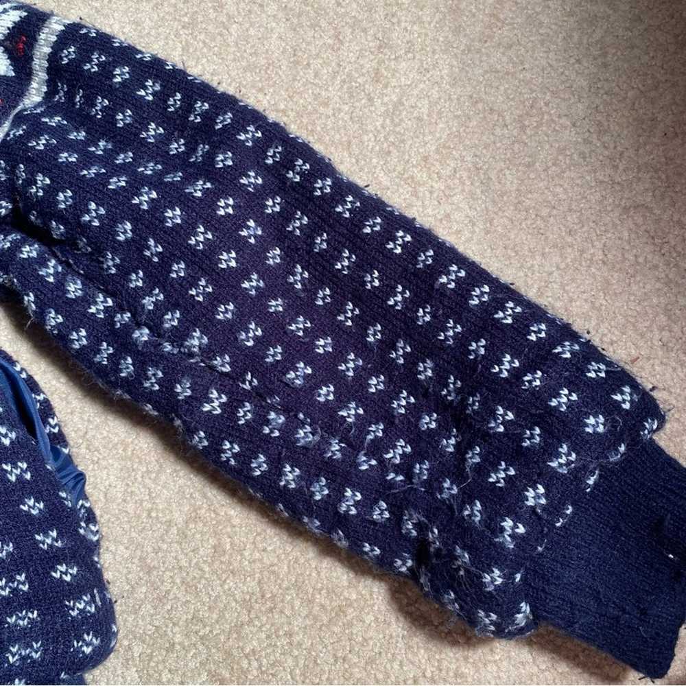 Vintage Fair Isle Nordic Knitted Sweater Full Zip… - image 7