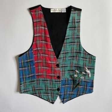 Vintage 90s flannel vest - image 1