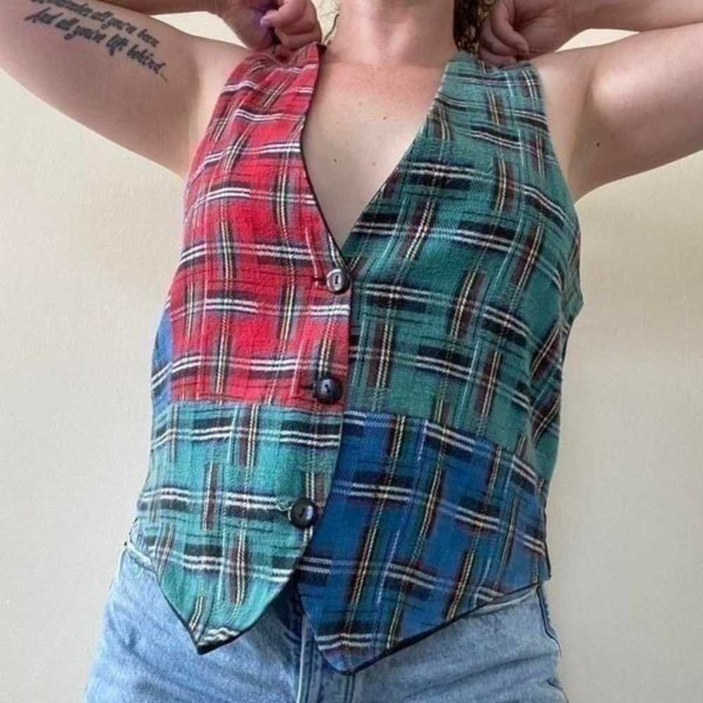 Vintage 90s flannel vest - image 6