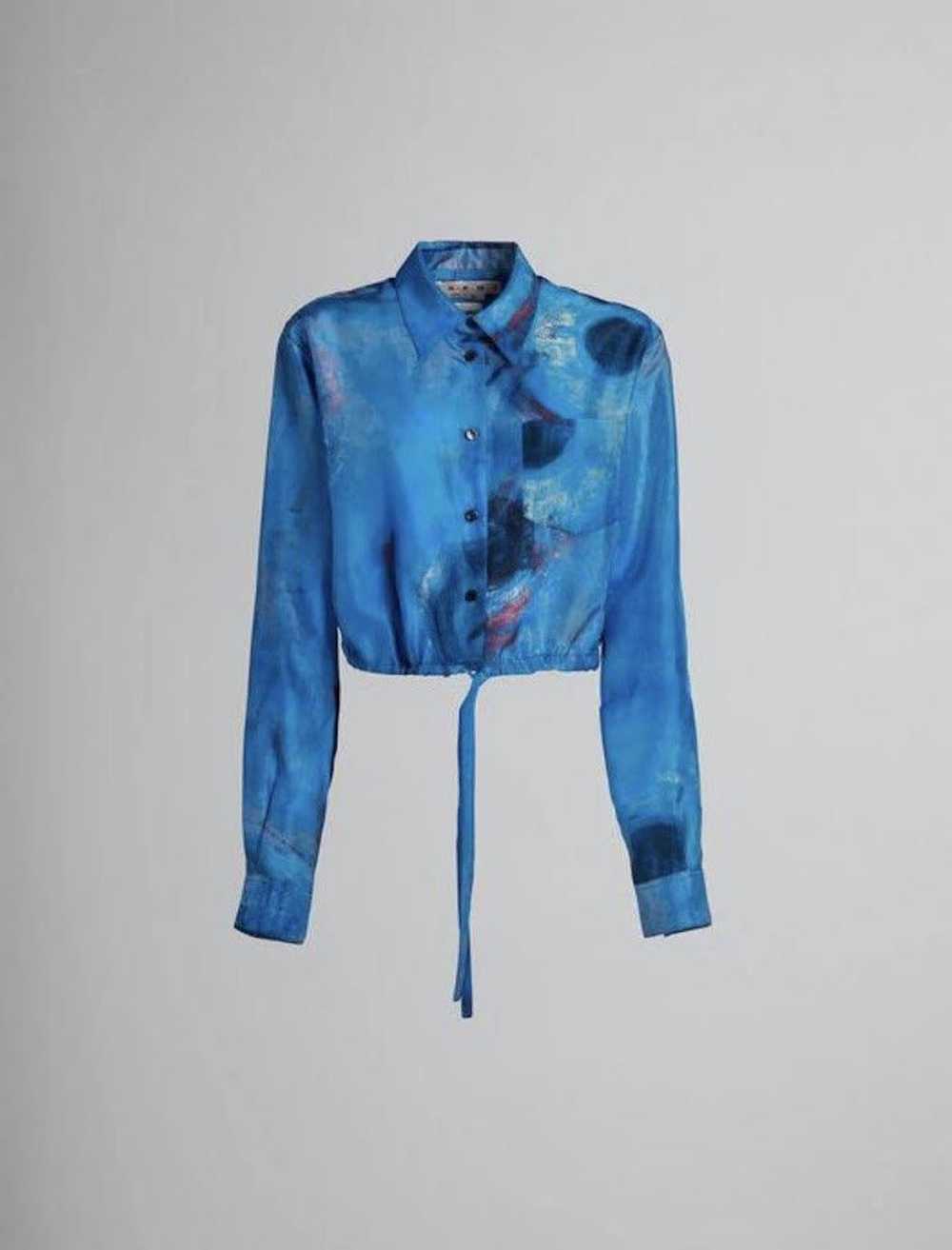 Marni o1w1db10524 Print Cropped Shirt in Blue - image 1